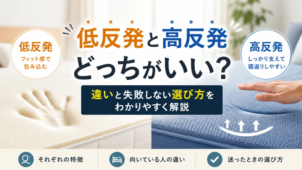 低反発と高反発マットレスの違いや選び方を比較しているイメージ画像