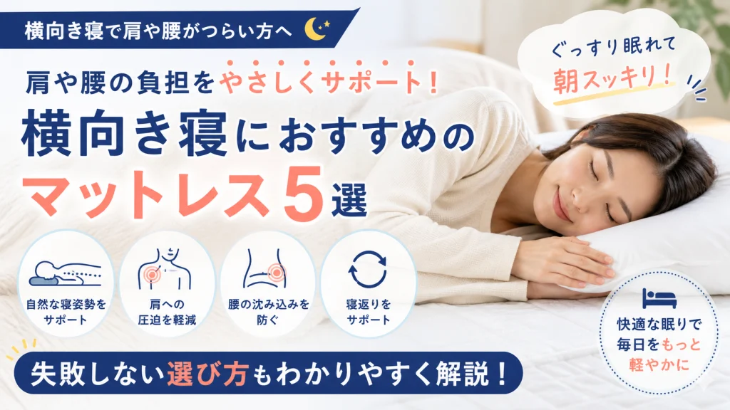 横向き寝におすすめのマットレス5選｜肩や腰の負担を軽減して朝スッキリ目覚めるイメージ
